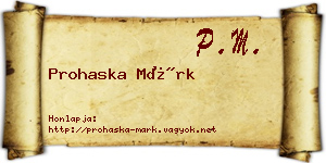 Prohaska Márk névjegykártya